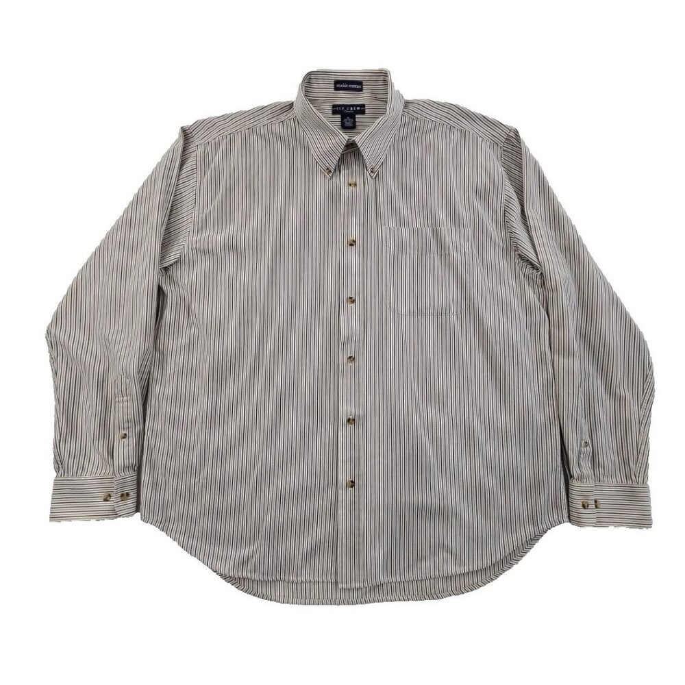 Ivy Crew Shirt Men's XL Gray Stripe Wrinkle Resistant Long Sleeve EUC Button-Up